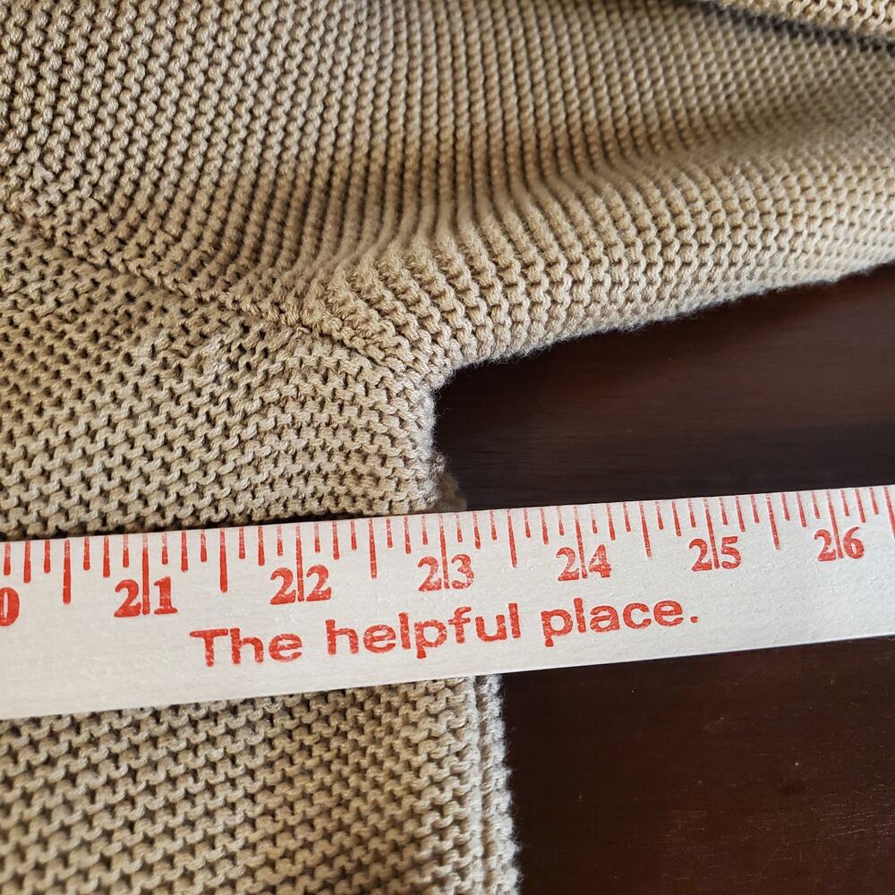 Lands End Womens Thick Knit Button Cardigan Sweater Size 2X Tan Neutral Cotton - Picture 9 of 10